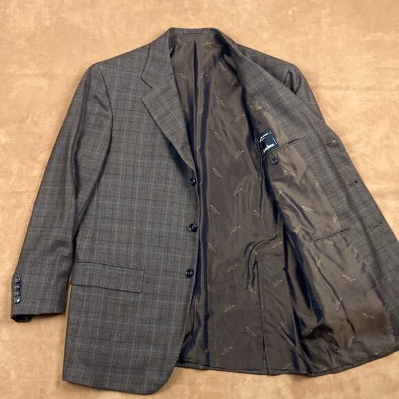 KITON Pure Cashmere Sport Coat Blazer Jacket Glen Plaid 52/42 Short